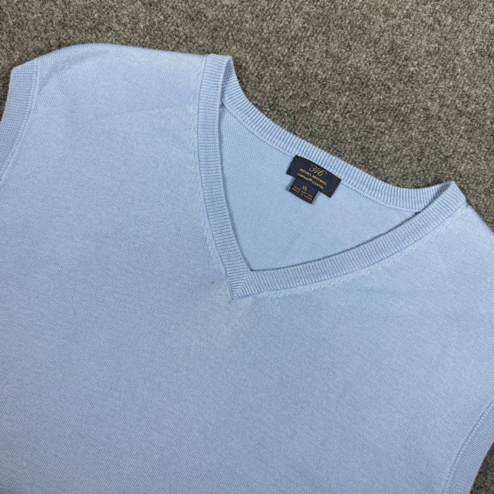 Brooks Brothers 346 Mens XL Light Blue Supima Cotton V-Neck Sweater Vest